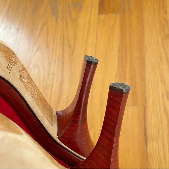 Jimmy Choo | Friday Kid Suede Platform Pumps Mary Janes Red EU 40.5, US 10.5 - Picture 12 of 15